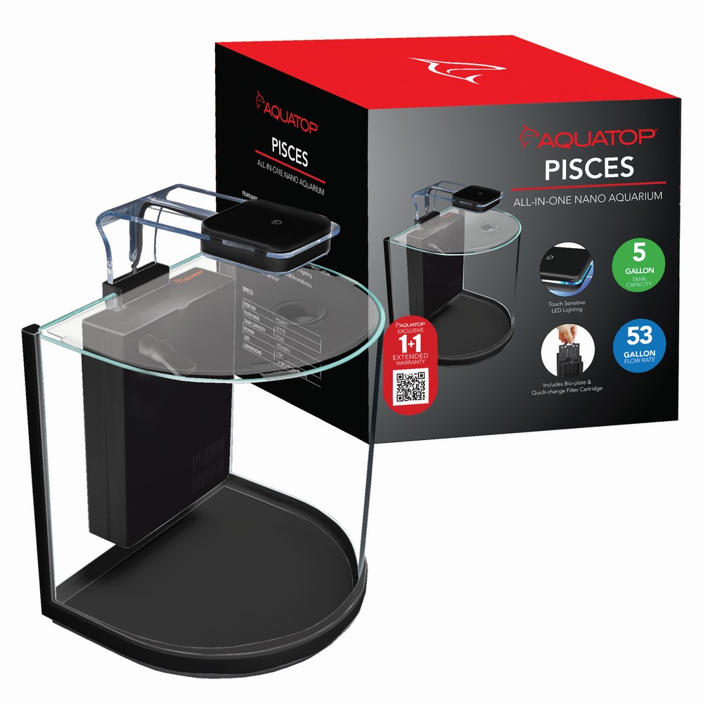 PISCES 5 Gallon Bowfront Glass Aquarium Kit | Aquatop