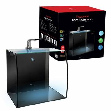AQUATOP BFT-13 13 Gallon Vertical Bowfront Desktop Glass Tank with Integrated Filtration