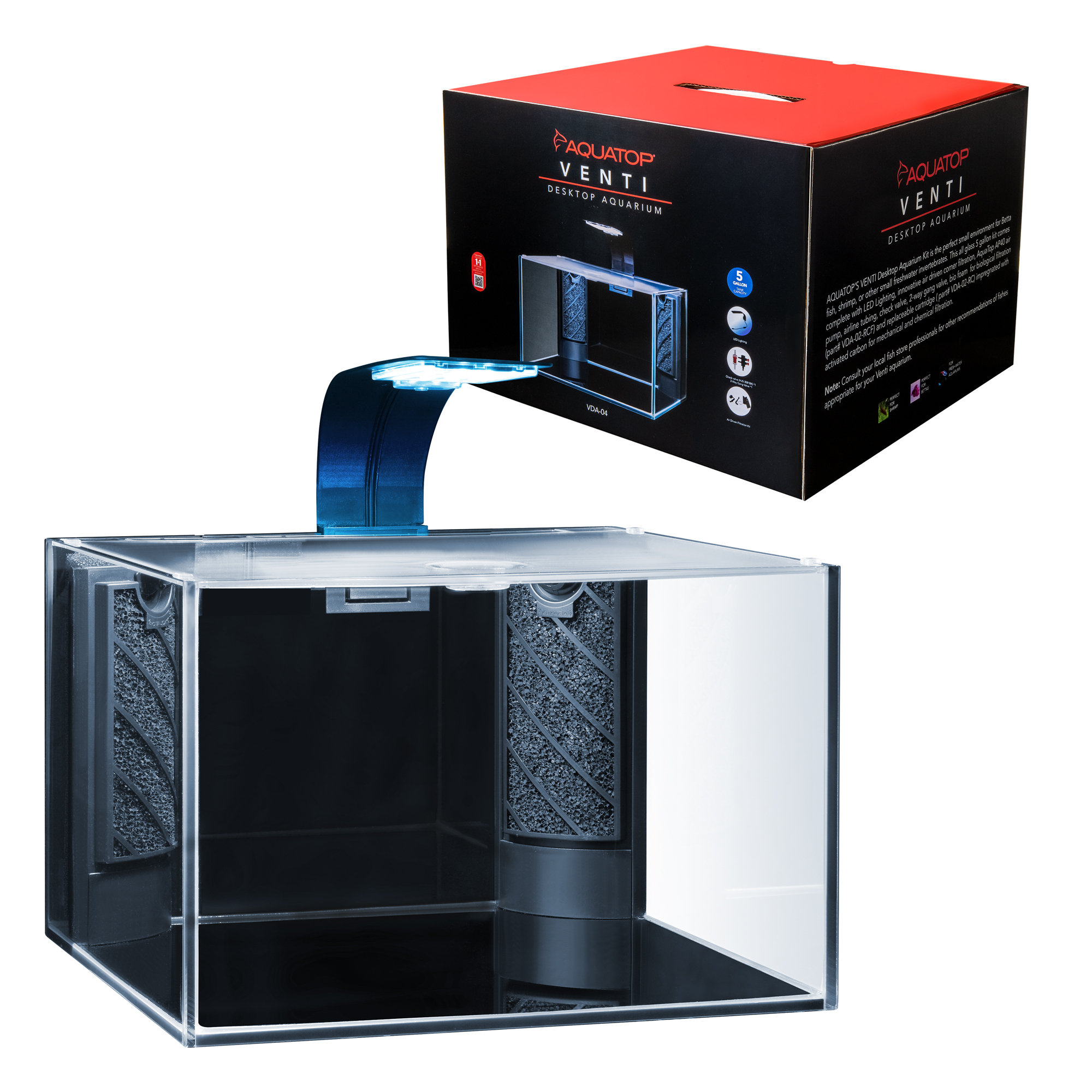 AQUATOP VDA-04 Venti Professional Showcase 5-Gallon Glass Aquarium Kit