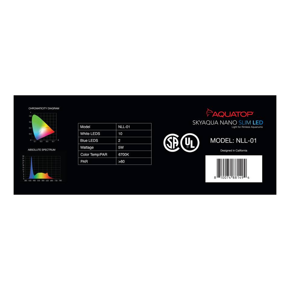 AQUATOP SkyAqua Nano Slim LED Light for Rimless Aquariums 5W, NLL
