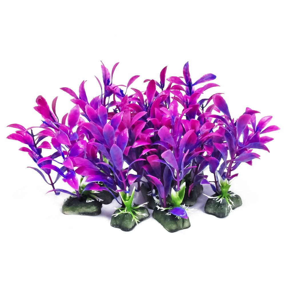 AQUATOP PDMULTI10 10 Pack 5 Inch Purple Plastic Aquarium Plants Aquatop
