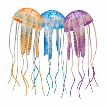 AQUATOP JF-MULTI01 Orange, Blue, and Violet Silicone Jellyfish Decor Small, 3 Pack