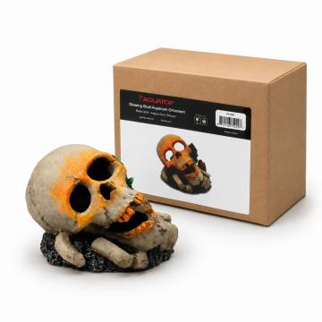 Aquatop Glowing Skull Aquarium Ornament – Glow-in-the-Dark Fish Hiding Cave