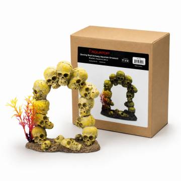 Aquatop Glowing Skull Archway Aquarium Ornament – Glow-in-the-Dark Swim-Through Archway