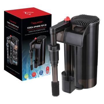 AQUATOP Forza Sphere Hang-On Power Filter 7W w/ Vortex Skimmer, 119-gph for 30-Gal Aquariums