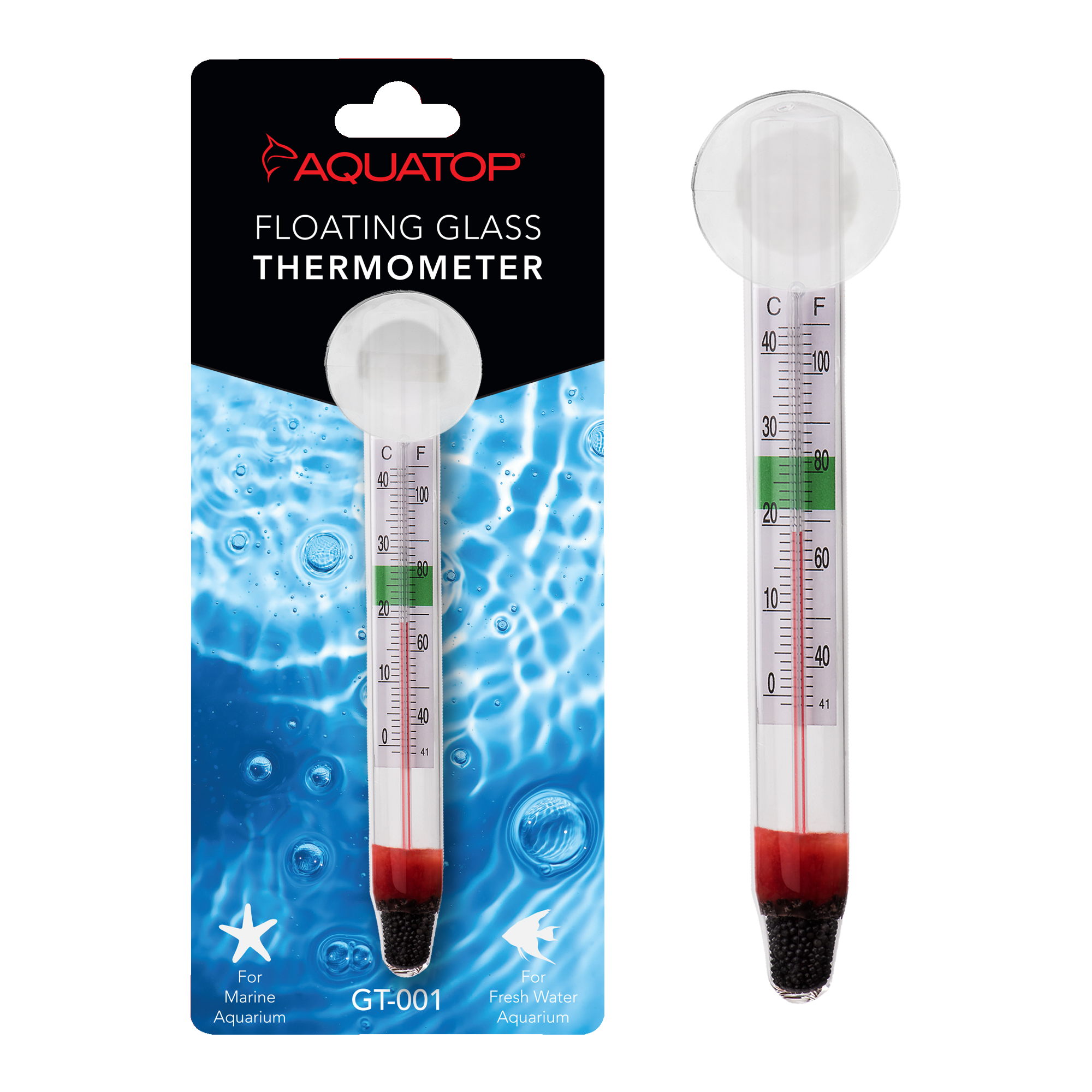 AQUATOP GT-001 Floating Glass Aquarium Thermometer with Suction