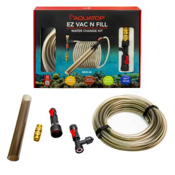 AQUATOP EZ Vac-N-Fill 25Ft Aquarium Vacuum and Refill Kit, Durable Hose and Brass Faucet Adapters